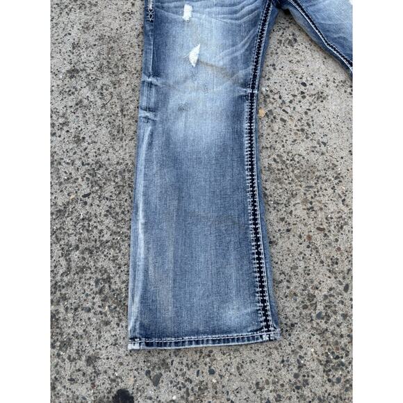 Rock Revival Distressed Blue Straight Jeans - Picture 7 of 16